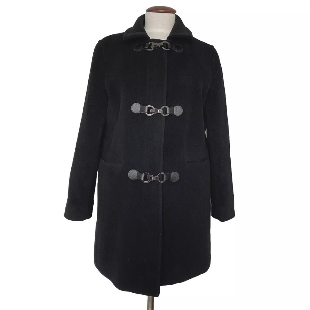 Talbots Black Wool Blend Coat Thinsulate Insulation Full Zip Women's Size 14